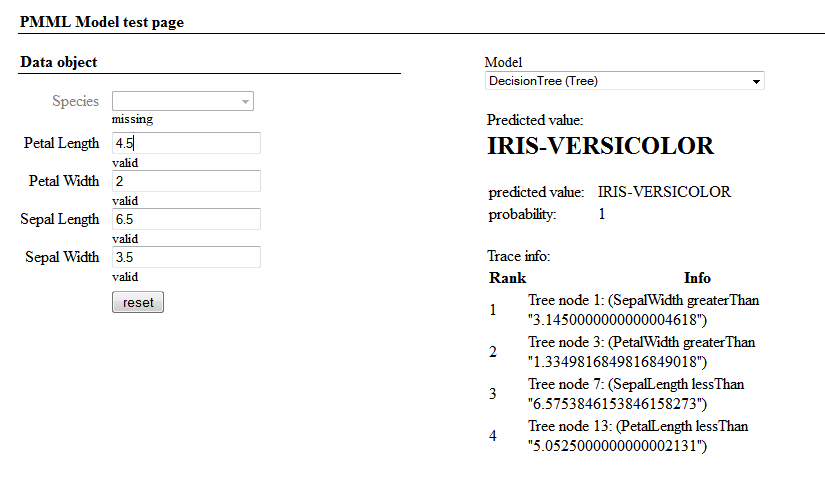 generated description: model page with prediction